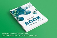 Book psd mockup, green theme 