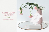 Business card mockup psd, pastel pink 