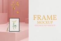 Picture frame mockup psd on pastel interior design