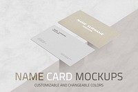 Realistic business card mockup psd sustainability eco industry on marble 