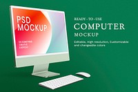 Computer screen mockup psd with gradient screensaver design 