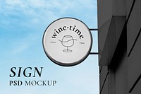 Wine shop sign mockup psd