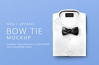 Bow tie mockup psd, men’s formal outfit accessory 