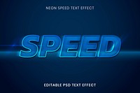 Neon text effect psd template, speed high quality template