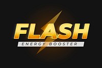 Editable logo mockup psd yellow text effect, flash energy booster words