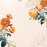 Flower wedding background, aesthetic border design psd, remixed from vintage public domain images