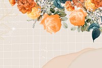 Flower background aesthetic border vector, remixed from vintage public domain images