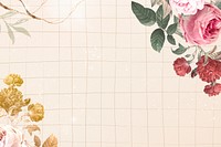 Flower background, aesthetic border design psd, remixed from vintage public domain images