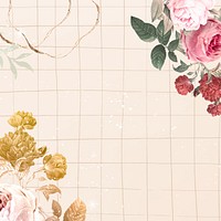 Flower wedding background, aesthetic border design vector, remixed from vintage public domain images