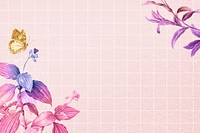 Flower background, aesthetic border design psd, remixed from vintage public domain images