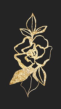 Aesthetic flower gold illustration, remixed from vintage public domain images