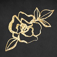 Flower gold doodle illustration psd, remixed from vintage public domain images