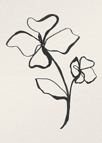 Flower ink illustration psd, remixed from vintage public domain images