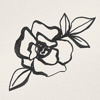 Flower ink illustration psd, remixed from vintage public domain images