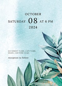 Wedding invitation floral template, aesthetic design vector, remixed from vintage public domain images