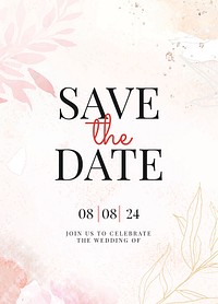 Wedding invitation floral template, aesthetic design vector, remixed from vintage public domain images