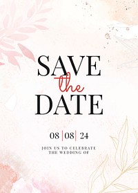 Wedding invitation floral template, aesthetic design psd, remixed from vintage public domain images