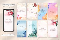 Instagram story templates, flower life quotes vector, remixed from vintage public domain images