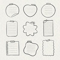 Sticky note psd set in hand drawn style