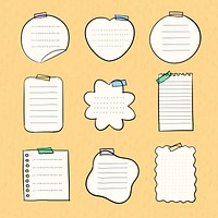 Sticky note psd pastel set in hand drawn style