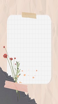 Sticky note psd paper sheet collage with flowers