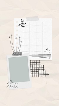 Digital note vector paper note collage with flowers