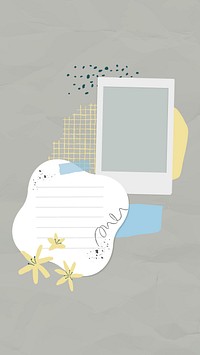 Digital note vector instant photo frame collage with lined paper