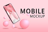 Phone screen mockup, pink aesthetic design space psd