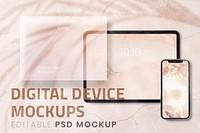 Digital device screen mockup, blank design space psd set