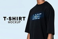 Oversized t-shirt mockup psd, black realistic design