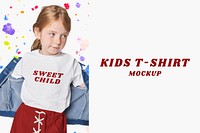 Kids t-shirt mockup, white design space psd