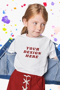 Kids t-shirt mockup, white design space psd