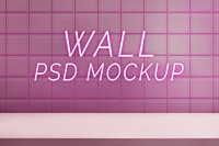 Product backdrop mockup, table display psd with grid wall