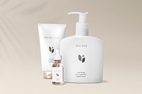 Cosmetics packaging mockup, beauty product psd gift set