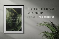 Picture frame mockup, realistic wall home decor psd