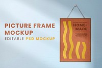 Picture frame mockup, realistic wall home decor psd