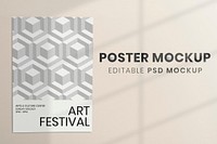 Wall poster mockup, paper abstract design psd