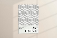 Wall poster mockup, paper abstract design psd