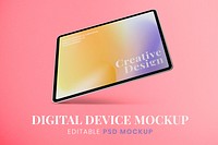 Tablet screen mockup, colorful gradient design space psd
