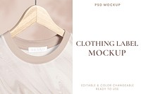 Clothing label mockup, blank t-shirt realistic design psd