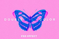 Double color abstract exposure PSD effect easy-to-use in anaglyph 3D tone remixed media