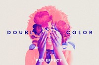 Double color abstract exposure PSD effect easy-to-use in anaglyph 3D tone remixed media