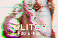 Glitch PSD effect overlay in 3d tone easy-to-use