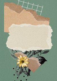 Collage wallpaper vintage background, floral illustration psd in mixed media art