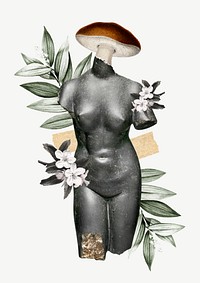 Collage vintage feminine illustration vector, antique mixed media art