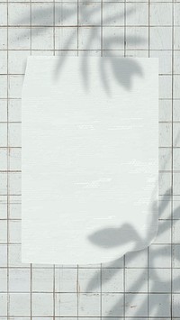 Paper note background wallpaper vector on aesthetic leaf shadow