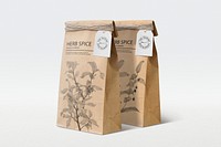 Sustainable paper bag mockup psd, herb & spice packaging