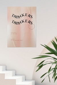 Editable poster mockup on white wall psd