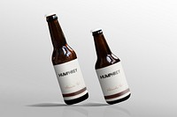 Beer bottle label mockups psd, product design 