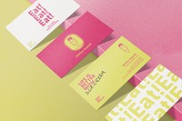 Cute business card mockups, editable design psd